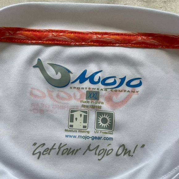 Mojo White and Orange Sport Fishing Gear Shirt - Picture 5 of 6